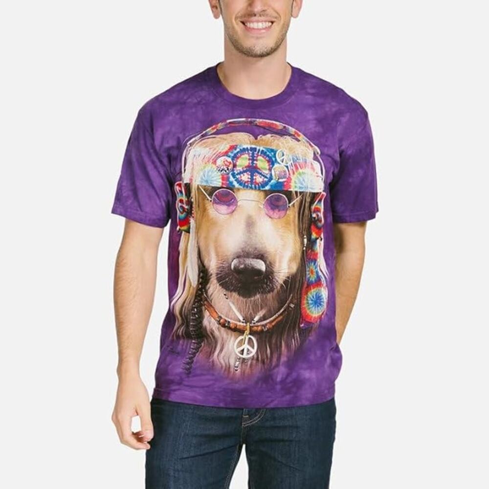 The Mountain Groovy Dog T-shirt Tie Dye Crew Neck Purple Size 3XL